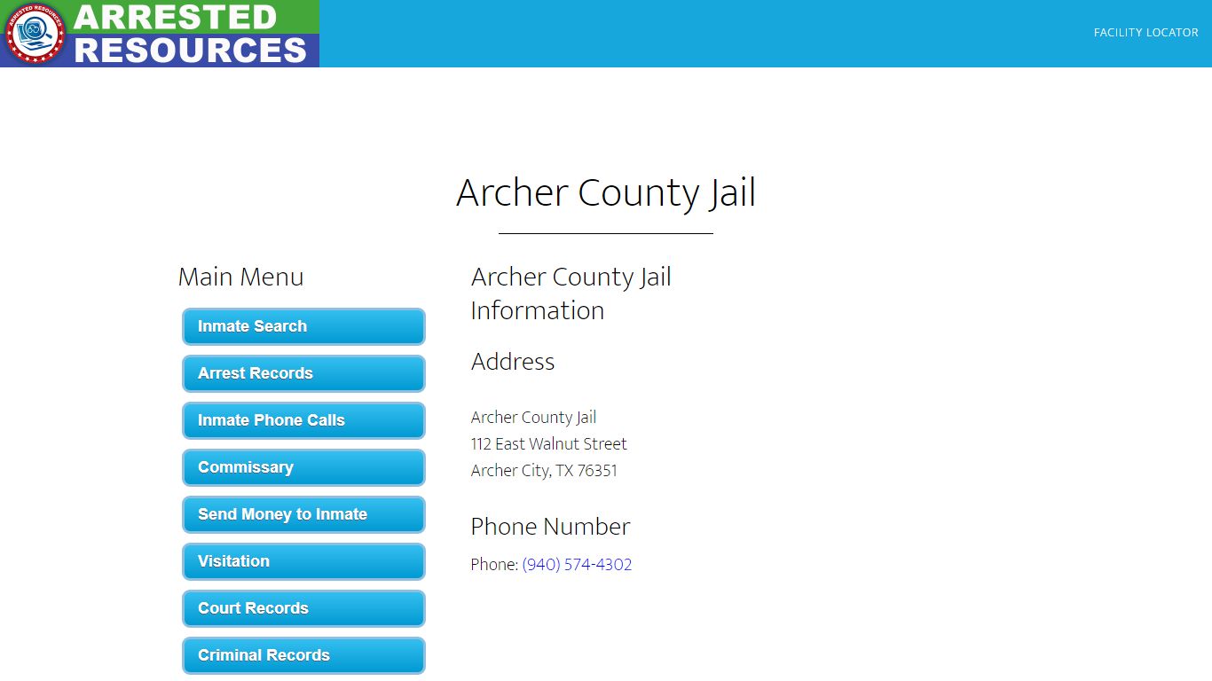 Archer County Jail - Inmate Search - Archer City, TX - Arrested Resources