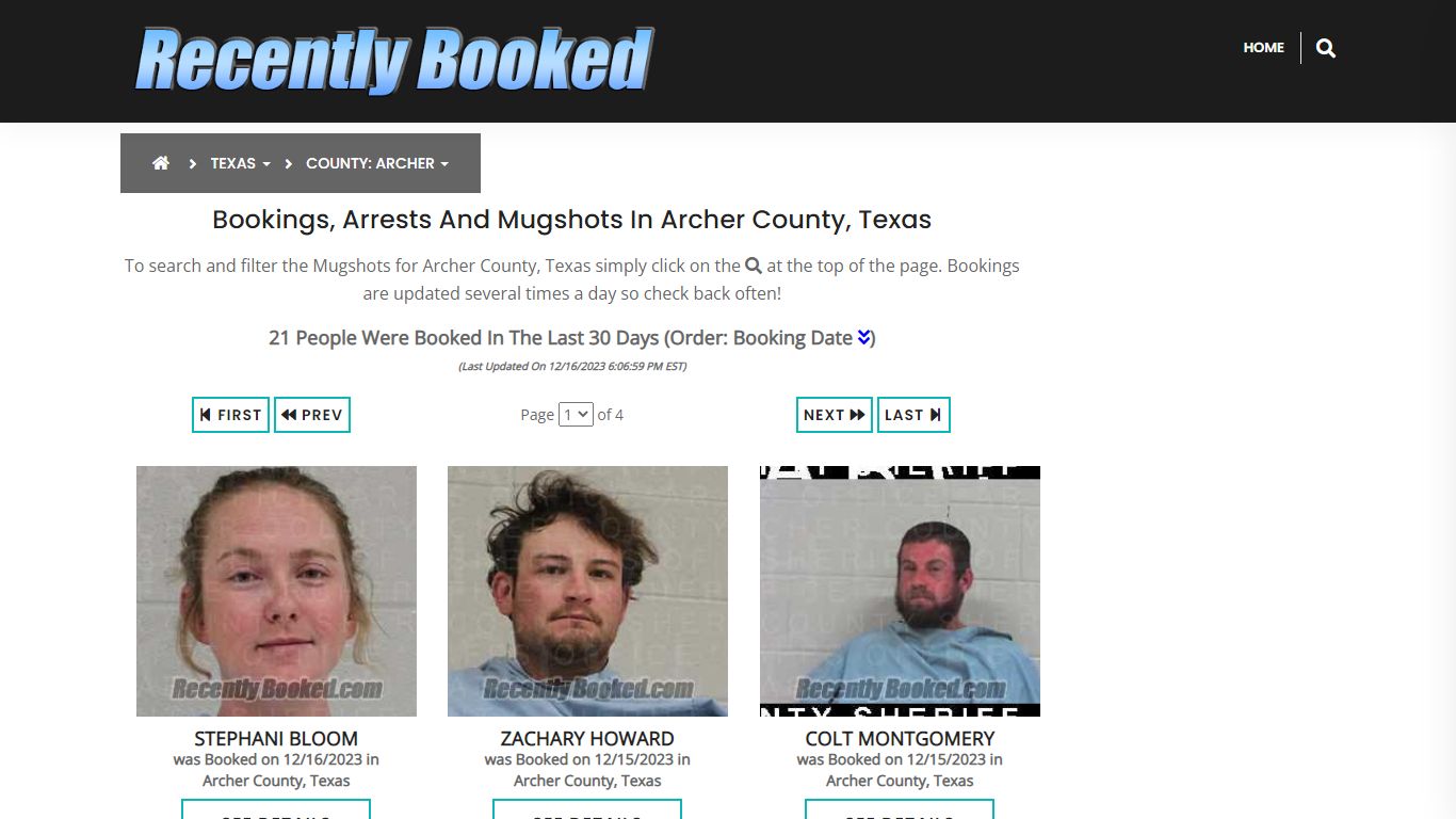 Recent bookings, Arrests, Mugshots in Archer County, Texas