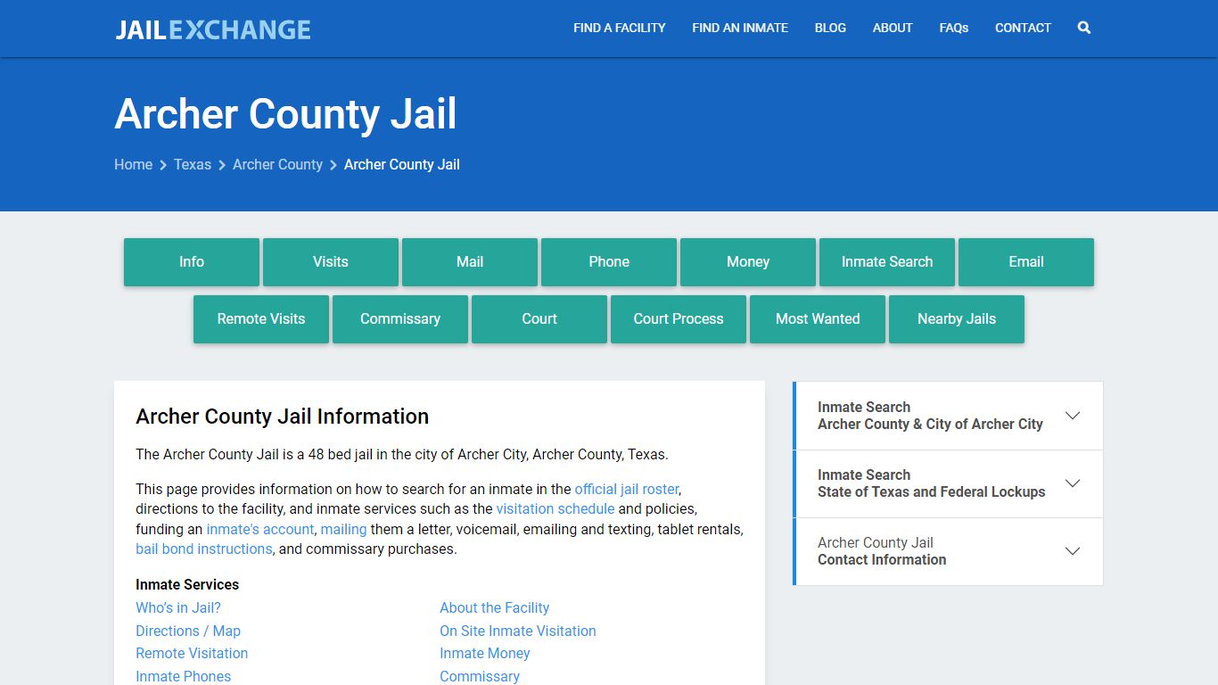 Archer County Jail, TX Inmate Search, Information